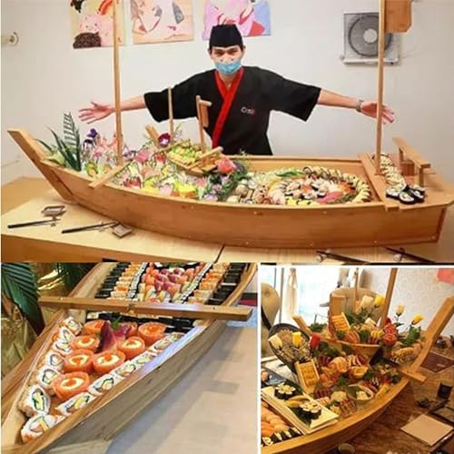 Serviertablett Aus Holz In Form Eines Sushi-Boots, GroßEr Sushi-Boot-Teller FüR Sashimi-Brett, MeeresfrüChte-Party, Ideal FüR Sushi-Restaurant Oder Zuhause,A,150X48cm von FZSERUN