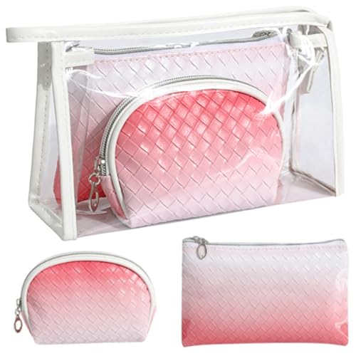 FaAmour 3PCS Kulturbeutel mit Reißverschluss, einschließlich wasserdichtem durchsichtige Tasche, rechteckigem Kosmetiktasche und muschelförmigem Schminktasche, geeignet für Alltag, Reise, Flughafen von FaAmour