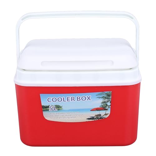 Tragbare Kühlbox, Isolierter Tragbarer Kühler Hält Lebensmittel und Getränke Frisch, 5 L für Unterwegs (Rot) von Fabater