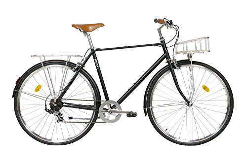 Fabric City Classic - Comfort Traditionelle Shimano-7-Gangschaltung, Hybrides Citybike, Rennrad, 28-Zoll-Räder (L-58cm, Classic Matte Black Deluxe) von FabricBike