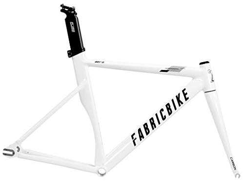 FabricBike AERO - Fixed Gear Fahrrad Rahmen, Single Speed Fixie Fahrrad Rahmen, Aluminium Rahmen und Carbon-Gabel, 5 Farben, 3 Größen, 2,145 kg (Größe M) (Glossy White & Black, M-54cm) von FabricBike