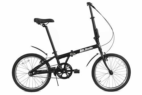 FabricBike Klappfahrrad, Alu-Rahmen, Single Speed, klapprad 20 Zoll, Folding, klapp Fahrrad, Klapprad Erwachsene, Fabric Bike Folding Bike (Fully Matte Black W/Mudguard) von FabricBike