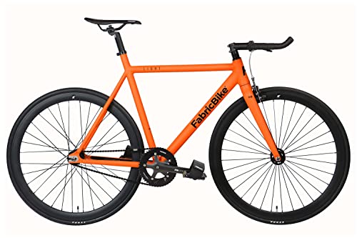 FabricBike Light - Fixed Gear Fahrrad, Single Speed Fixie Starre Nabe, Aluminium Rahmen und Gabel, Räder 28", 4 Farben, 3 Größen, 9.45 kg (Größe M) (L-58cm, Light Army Orange) von FabricBike