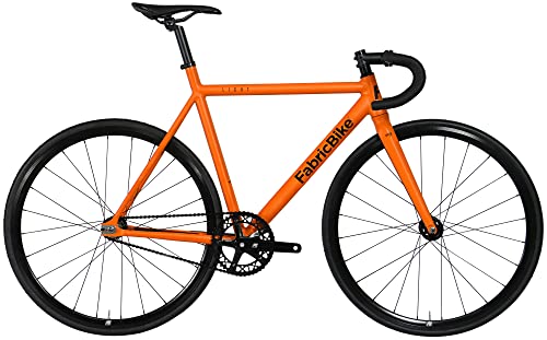 FabricBike Light PRO - Fixed Gear Fahrrad, Single Speed Fixie Starre Nabe, Aluminium Rahmen und Gabel, Räder 28", 6 Farben, 3 Größen, 8.45 kg (Größe M) (M-54cm, Light Pro Army Orange) von FabricBike