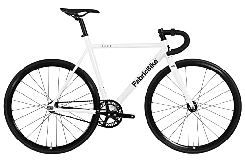 FabricBike Light PRO - Fixed Gear Fahrrad, Single Speed Fixie Starre Nabe, Aluminium Rahmen und Gabel, Räder 28", 6 Farben, 3 Größen, 8.45 kg (Größe M) (M-54cm, Light Pro Glossy White) von FabricBike