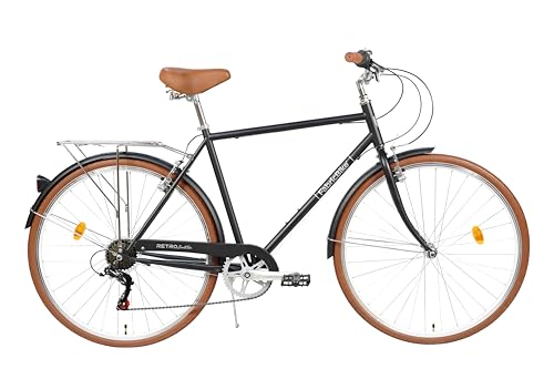 FabricBike Southken - City Bike 28 Zoll, Cityräder, klassisches Stadtrad, Fahrrad mit Korb, bequemer Sattel, 7-Gang-Schaltung (Southken Matte Black, L-58cm) von FabricBike