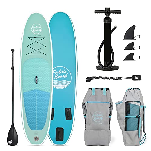 Fabricboard 10' Aufblasbares Stand Up Paddle Board 305 x 77 x 15 cm, Doppelschicht Fusion Technologie 9.98 kg (20% Leichter), Alles Zubehör enthalten (Mint Green) von FabricBike