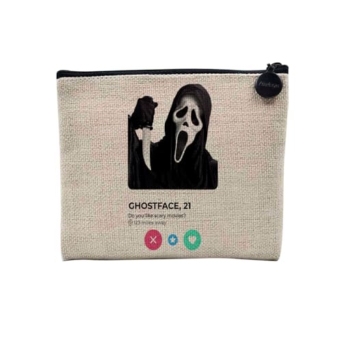 Tasche aus Leinen – Ghostface Film Horror Netzwerk Social Treffen Liebe – Kosmetiktasche aus Segeltuch in Leinenoptik – Geldbörse – 15 x 10 cm, Ghostface, 15 x 10 cm, Kosmetiktasche von Fabulous