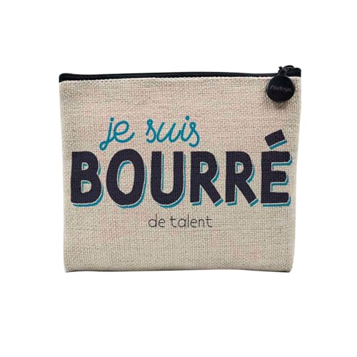 Tasche aus Leinen – Je suis Bourré (Talent) Humor Alkohol Frankreich – Kosmetiktasche aus Segeltuch in Leinenoptik – Geldbörse – 15 x 10 cm, Gestreift, 15 x 10 cm, Kosmetiktasche von Fabulous