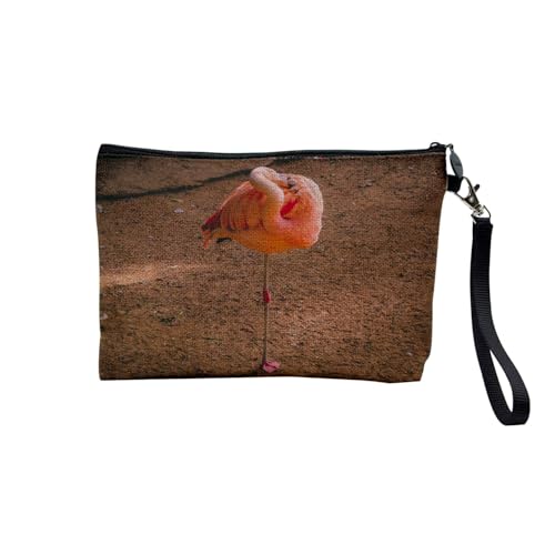 Tasche aus Leinen – Kollektion Flamingos exotischer Vogel Afrika Foto Tier Natur See – Kosmetiktasche aus Leinen in Leinenoptik – Kulturbeutel – Geldbörse, sand, 23.5 x 15 cm, Kosmetiktasche von Fabulous