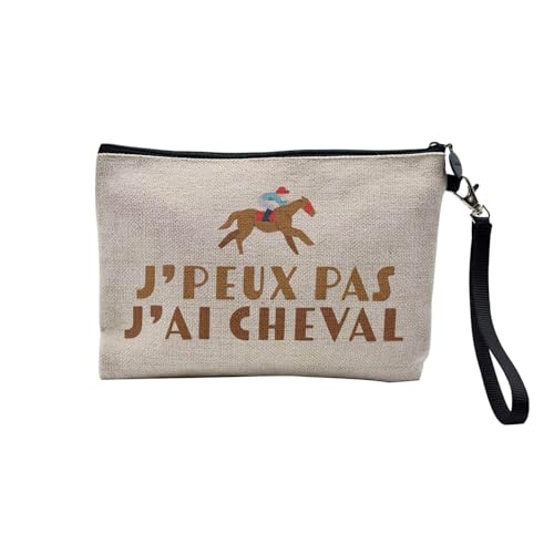 Tasche aus Leinen – Kollektion J'Peux Pas J'ai Humor Witz Passion Musikinstrument Sport Hobbies – Kosmetiktasche aus Leinen – Kulturbeutel – Geldbörse, Pferd, 23.5 x 15 cm, Kosmetiktasche von Fabulous