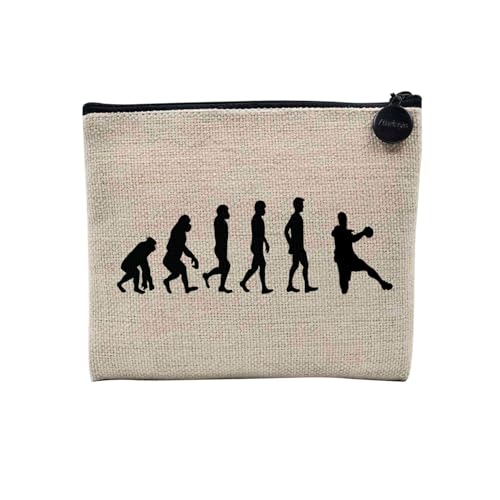 Tasche aus Leinen – Kollektion Parodie Evolution des Mannes Leidenschaft Sport Freizeit Musikinstrument Musik – Kosmetiktasche aus Leinen in Leinenoptik – Kulturbeutel – Geldbörse, Handball, 15 x 10 von Fabulous