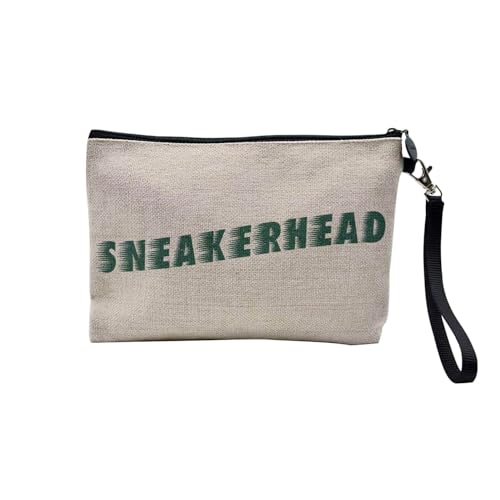 Tasche aus Leinen – Kollektion Sneaker Kultur Sneakerhead Kollektion Shoes Hobby Kicks Schuhe Marke Addict – Kosmetiktasche aus Leinen in Leinenoptik – Kulturbeutel – Geldbörse, Sneakerhead Grün, 23.5 von Fabulous