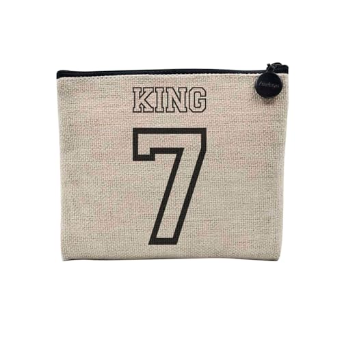 Tasche aus Leinen – Nummer Trikot King 7 Sport Fußball Basketball – Kosmetiktasche aus Leinen in Leinenoptik – Münzfach – 15 x 10 cm, leinen, 15 x 10 cm, Kosmetiktasche von Fabulous