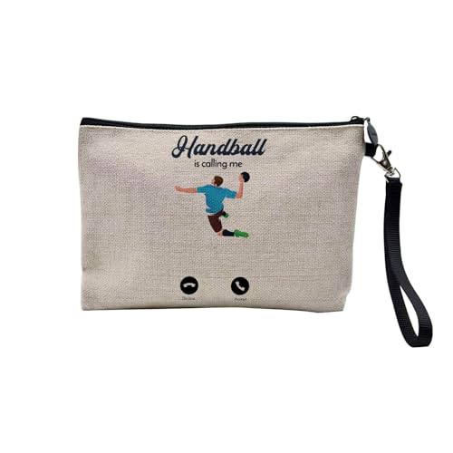 Tasche aus Leinen – Phone Call is Calling Me Sport Leisure Passion – Kosmetiktasche aus Leinen – Kulturbeutel – Geldbörse, Handball, 23.5 x 15 cm, Kosmetiktasche von Fabulous