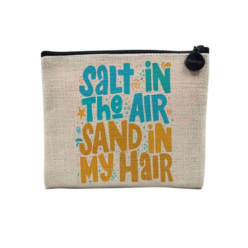 Tasche aus Leinen – Salt in the Air Sand in My Hair Urlaub Strand Meer – Kosmetiktasche aus Leinen – Geldbörse – 15 x 10 cm, leinen, 15 x 10 cm, Kosmetiktasche von Fabulous