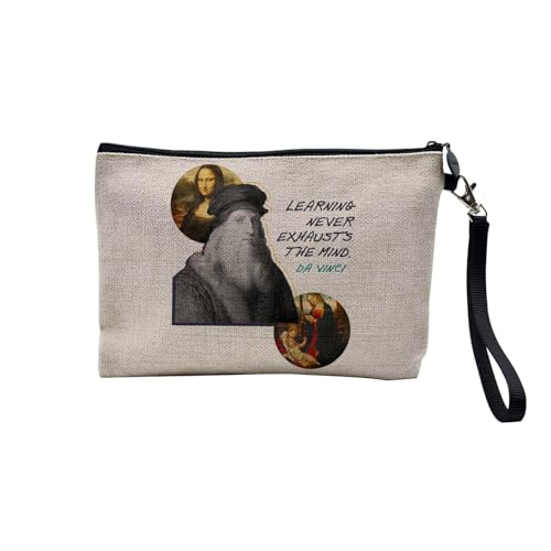 Tasche aus Leinen – Zitat auf Englisch Motivation Courage Inspiration Promi Stars – Kosmetiktasche aus Leinen – Kulturbeutel – Geldbörse, Da Vinci, 23.5 x 15 cm, Kosmetiktasche von Fabulous