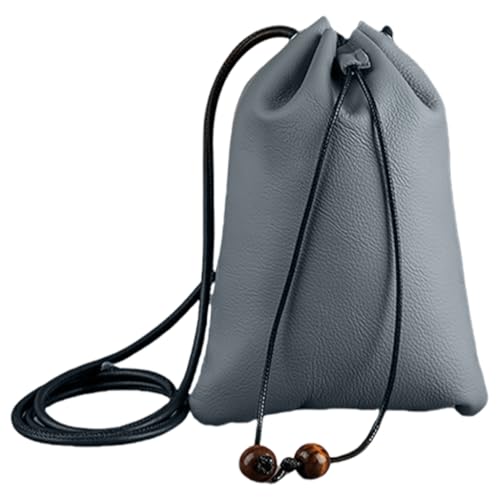 FackLOxc Vintage PU Leder Kordelzug Tasche Auffällige Münzbörse für Einkaufen Reise Kartenhalter Schultertaschen, blau von FackLOxc