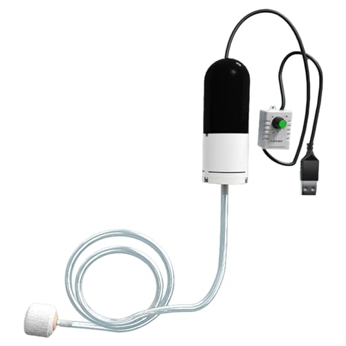 Tragbare Aquarium-Luftpumpe, verstellbare Fisch-Luftpumpe für Angeln und Fischgeschäfte, USB-5 V, 1,4 m langes USB-Kabel von FackLOxc