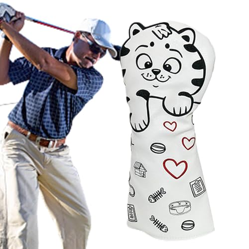 Katzen-Golf-Putter-Abdeckung,Niedliche Katzen-Golf-Holz-Schlägerkopfhüllen - Cartoon-Katzen-Muster, Stickerei, Golf-Fahrer-Abdeckung, Golfschläger-Schlägerhauben-Schutz für von Facynde