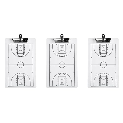 Faeymth 3er-Pack Basketball-Trainer-Klemmbrett, 13,78 X 8,66, Trocken Abwischbares Coaching-Board, Doppelseitige Vollmarkierungstafel, Langlebig, Einfache Installation von Faeymth