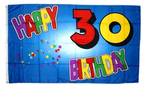 Fahne/Flagge 30. Geburtstag Happy Birthday NEU 90 x 150 cm von FahnenMax