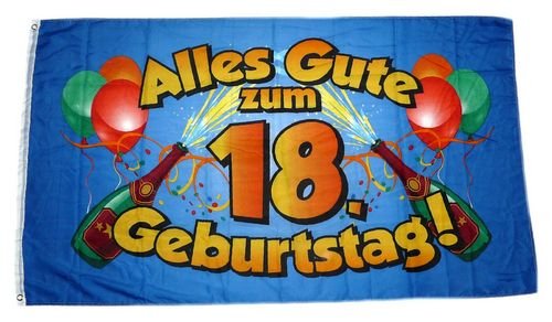 Fahne/Flagge Alles Gute zum 18. Geburtstag 90 x 150 cm von FahnenMax