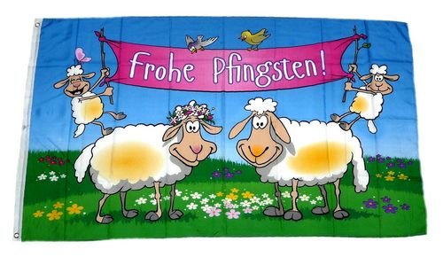 Fahne/Flagge Frohe Pfingsten Lämmer 90 x 150 cm von FahnenMax