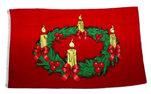 Flagge/Fahne Frohe Weihnachten Adventskranz 90 x 150 cm von FahnenMax