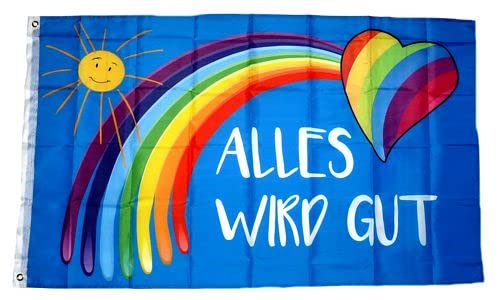 Fahne/Flagge Alles Wird gut Regenbogen 90 x 150 cm Fahne/Flagge Alles Wird gut Regenbogen 90 x 150 cm von FahnenMax