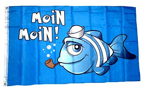 Fahne/Flagge Moin Moin Fisch Pfeife 90 x 150 cm von FahnenMax