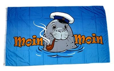 Fahne/Flagge Seehund Moin Moin Pfeife NEU 90 x 150 cm Fahne/Flagge Seehund Moin Moin Pfeife NEU 90 x 150 cm von FahnenMax