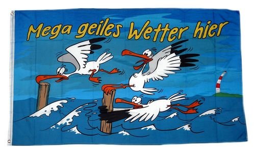 Fahne Geiles Wetter hier Möwe NEU 90 x 150 cm Flaggen Fahne Geiles Wetter hier Möwe NEU 90 x 150 cm Flaggen von FahnenMax