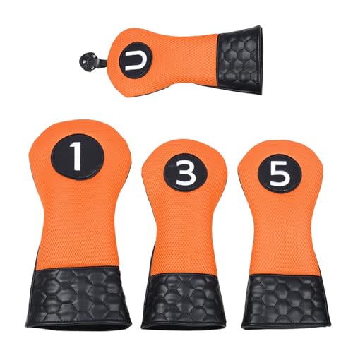 4Pcs Golfplätze Club Abdeckungen PU Golfplätze Eisen Headcover Golfplätze Club Head Covers Geschenke Männer Frauen Golfplätze Fahrer Golfplätze Putter Abdeckungen von Fahoujs