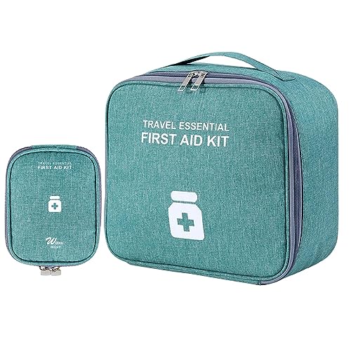 Fahoujs 2 x große Kapazität, wasserdicht, Erste-Hilfe-Organizer, tragbare Pflegetasche, Reise-Medizin-Aufbewahrungstasche, tragbare Tasche mit großer Kapazität, grün von Fahoujs