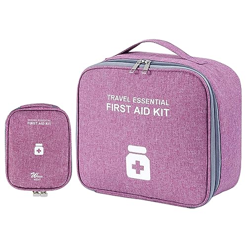 Fahoujs 2 x große Kapazität, wasserdicht, Erste-Hilfe-Organizer, tragbare Pflegetasche, Reise-Medizin-Aufbewahrungstasche, tragbare Tasche mit großer Kapazität, violett von Fahoujs