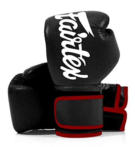 Fairtex BGV14 Muay Thai für Profiboxer & Trainer | Mexikanischer Stil für Schlagkräftige | MMA Handschuhe für Kampfsport | Leichte & stoßdämpfende Boxhandschuhe(14oz-Schwarz mit roter Trim) von Fairtex