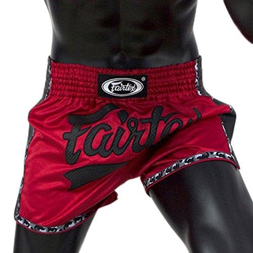 Fairtex BS1703 Muay Thai Box-Shorts, schmal, Rot / Schwarz von Fairtex