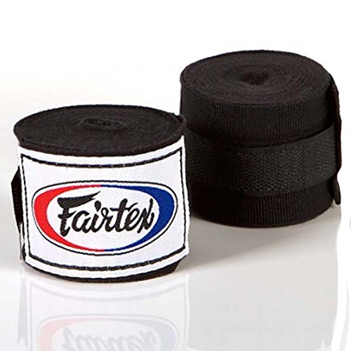 Fairtex Bandagen, halb-elastisch, 4.5 m, schwarz, Hand Wraps, MMA, Muay Thai von Fairtex