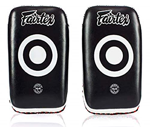 Fairtex KPLC2 Gebogene MMA Muay schlagpolster zum Schlagen, Blockieren| Leichte & stoßdämpfende Box-Mitts | Extra Polsterung für Sparring im Kickboxen (StandardCurved-Schwarz-Weiss) von Fairtex