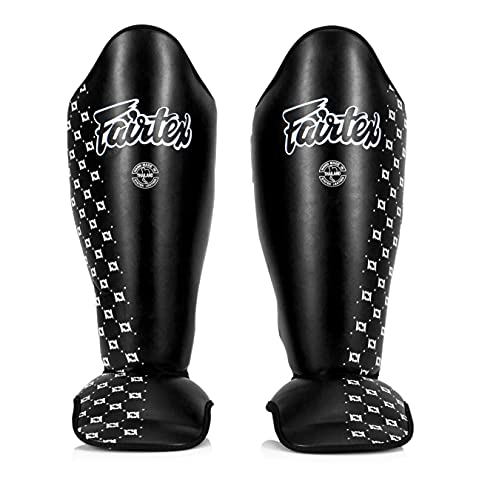 Fairtex SP5 Muay Thai Schienbeinschoner für Männer, Frauen, Kinder | Hochwertig, leicht & langlebig | Erweiterter Schutz gegen Schienbeinschmerzen beim Training oder Sparring(Large-Schwarz) von Fairtex