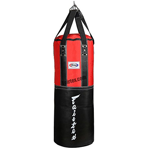 Fairtex Sandsack, Leder, HB3, schwarz-rot, Heavy Bag, Punch Kick Box Sack von Fairtex