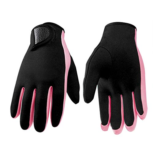Neoprenhandschuhe Wasserdicht Tauchhandschuhe 1.5mm, Thermo Tauch Handschuhe Anti-Rutsch Neopren Handschuhe für Männer und Frauen,Schnorcheln,Kajakfahren,Surfen und für alle Wasseraktivitäten,L-Pink von FakeFace