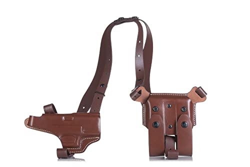 Multifit Leather horizontal Shoulder Holster Rig w/Double Ammo Pouch Brown Right Hand, Size 2229 Multifit Leather horizontal Shoulder Holster Rig w/Double Ammo Pouch Brown Right Hand, Size 2229 von FALCO