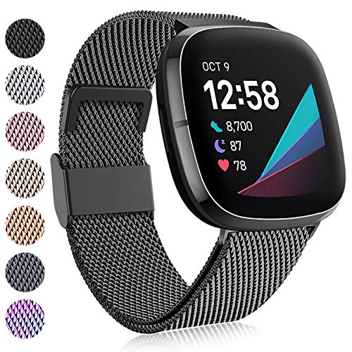 Faliogo Kompatibel mit Fitbit Versa 3 Armband/Fitbit Versa 4 Armband/Fitbit Sense Armband, Edelstahl Metall Ersatzband Armband mit Magnetschloss Kompatibel mit Versa 4/Versa 3/Sense, Groß Schwarz Faliogo Kompatibel mit Fitbit Versa 3 Armband/Fitbit Versa 4 Armband/Fitbit Sense Armband, Edelstahl Metall Ersatzband Armband mit Magnetschloss Kompatibel mit Versa 4/Versa 3/Sense, Groß Schwarz von Faliogo