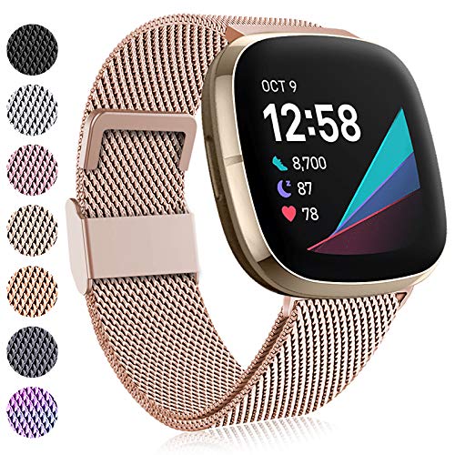 Faliogo Kompatibel mit Fitbit Versa 3 Armband/Fitbit Versa 4 Armband/Fitbit Sense Armband, Edelstahl Metall Ersatzband Armband mit Magnetschloss Kompatibel mit Versa 4/Versa 3/Sense von Faliogo
