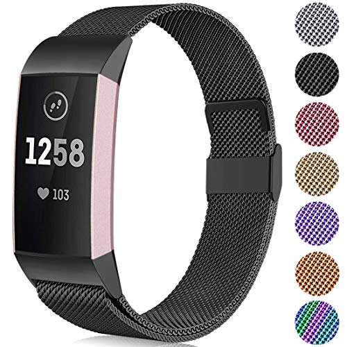 Faliogo Metall Ersatzarmband Kompatibel mit Fitbit Charge 3 Armband/Fitbit Charge 4 Armband, Einstellbare Edelstahl Ersatz Armbänder für Damen, Groß Schwarz Faliogo Metall Ersatzarmband Kompatibel mit Fitbit Charge 3 Armband/Fitbit Charge 4 Armband, Einstellbare Edelstahl Ersatz Armbänder für Damen, Groß Schwarz von Faliogo