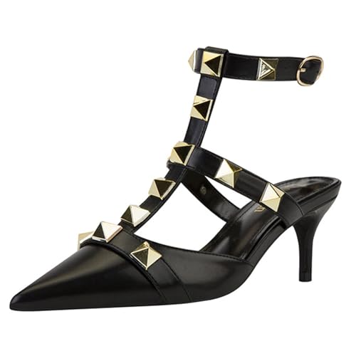 FamMe Damen Slingback-Pumps mit Kitten Heels und spitzer Spitze, geschlossene Zehenpartie, Bequeme Sandalen mit T-Riemen und mittelhohem Absatz, Pumps für Hochzeitsfeiern,Schwarz,39 FamMe Damen Slingback-Pumps mit Kitten Heels und spitzer Spitze, geschlossene Zehenpartie, Bequeme Sandalen mit T-Riemen und mittelhohem Absatz, Pumps für Hochzeitsfeiern,Schwarz,39 von FamMe