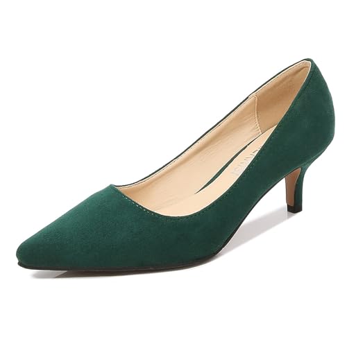 FamMe Klassische Damen-Pumps mit Kitten-Heel-Absatz, Wildleder, niedriger Absatz, spitzer Zehenbereich, Slip-on-Kleiderschuhe, Hochzeit, Arbeit, Büro, Kleid-Pumps,Grün,40 FamMe Klassische Damen-Pumps mit Kitten-Heel-Absatz, Wildleder, niedriger Absatz, spitzer Zehenbereich, Slip-on-Kleiderschuhe, Hochzeit, Arbeit, Büro, Kleid-Pumps,Grün,40 von FamMe
