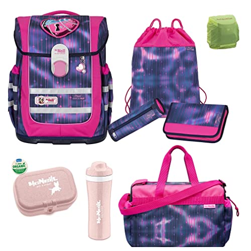 McNeill Schulranzen Mädchen 1. Klasse 9-TLG. Set Ergo Complete Herz-Motiv mit Sporttasche und Regenschutz McNeill Schulranzen Mädchen 1. Klasse 9-TLG. Set Ergo Complete Herz-Motiv mit Sporttasche und Regenschutz von Familando